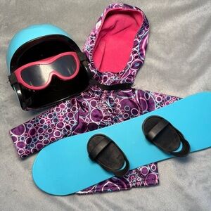 Doll Winter Sports Accessory Set – Snowboard, Helmet with Goggles and Jacket